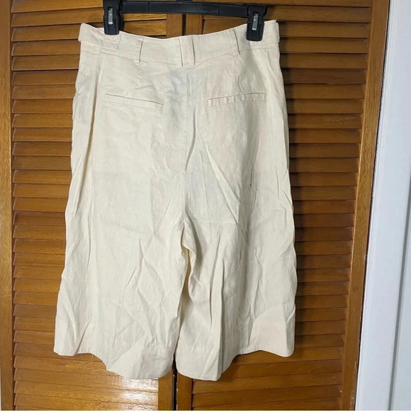 Meave By Anthropologie Long Lined Linen Blend Ivory Shorts Size 8 - Picture 9 of 9